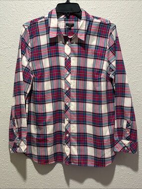 Talbots Pink, Blue & White Plaid Button-Down Shirt